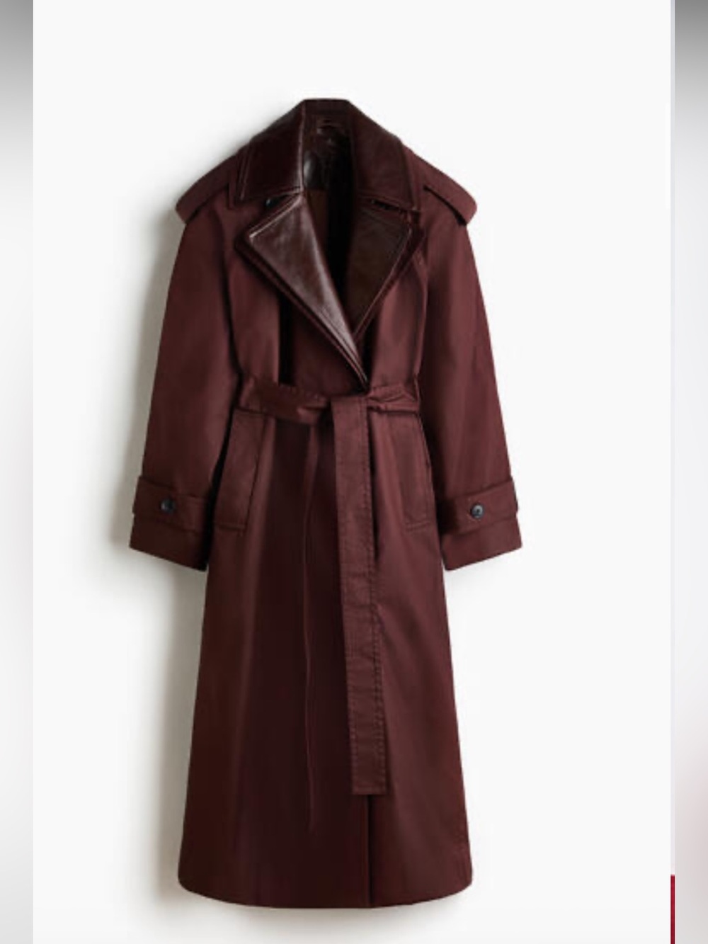 Kelly Wearstler x H&M Long Burgundy Belted Trench Coat